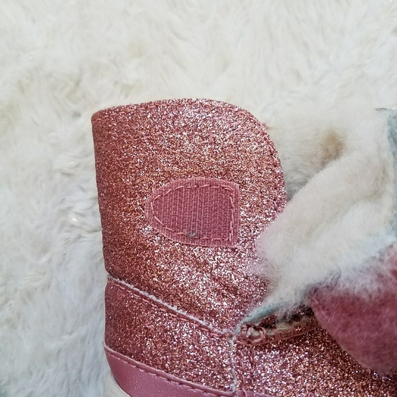 UGG Baby Pink Keelan Glitter Genuine Shearling Baby Girl Booties - Picture 7 of 8